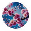 Shangniulu  Round Fitted Table Cherry Blossom Flower Floral Blue Table  with Elastic Edged Waterproof Wipeable Round Table Cover for Patio Parties Outdoor Decor