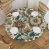 Shangniulu Round Table Fitted Waterproof Table Cover Boho Abstract Blossom Flower,Elastic Edged Washable Table s for Kitchen Dinning Picnic Party Decor Botanical Leaves on 