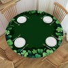 Shangniulu  Round Table Fitted Waterproof Table Cover St. Patrick's Green Clover Leaves,Elastic Edged Washable Table s for Kitchen Dinning Picnic Party Decor Watercolor Shamrock on Green