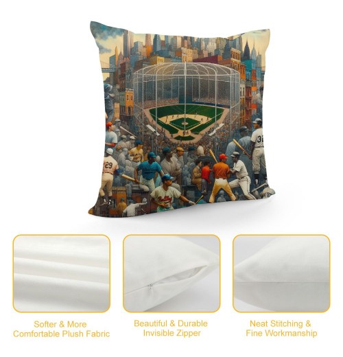 Shangniulu  New York Baseball Full Embroidery pillow Cover Outdoor Sports Decorative pillow Covers for Home Bedroom Living Room Boys Room Decor Gift pillowcase Square Cushion Covers