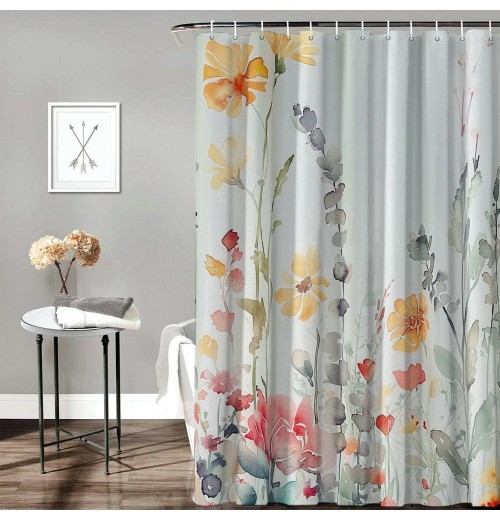 Shangniulu Beautiful Floral Shower Curtain for Your Bathroom - A Stylish Curtain That Fits Perfect to Every Bath Decor - Ideal to Brighten Up Your Cute Botanical Bathroom at Home with Plants