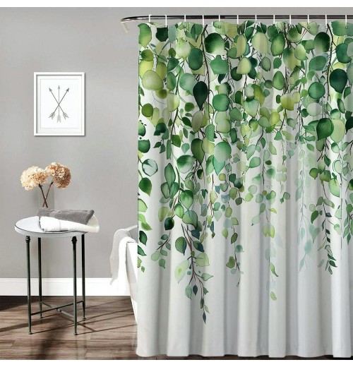 Shangniulu Beautiful Floral Shower Curtain for Your Bathroom - Stylish Green Plant Shower Curtain for Bathroom Partitions, Decoration