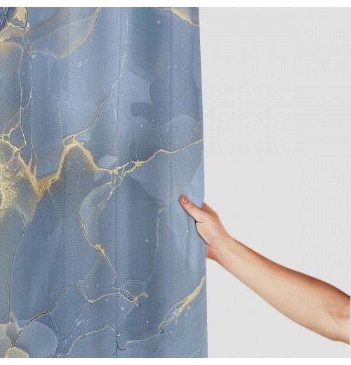 Shangniulu Stall Shower Curtain with Hooks Shower Stall Curtain Light Blue Marble Gold Shower Curtain for Bathroom/RV and Camper