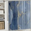 Shangniulu Stall Shower Curtain with Hooks Shower Stall Curtain Light Blue Marble Gold Shower Curtain for Bathroom/RV and Camper