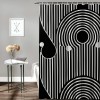 Shangniulu Black and White Shower Curtain, Boho Minimalist Arch Geometric Machine Washable Waterproof Fabric for Bathroom Bathtub Decor with Hooks