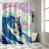 Shangniulu Funny Cat Shower Curtain, Surfer Cat Shower Curtain Battle Blue Ocean for Bathroom with Hooks, Waterproof Kids Bath Shower Curtain Decorative