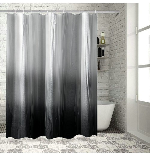 Shangniulu Black and white Shower Curtain, bathroom gradient embossed Shower Curtain, waterproof Shower Curtain with hooks