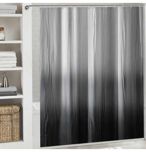 Shangniulu Black and white Shower Curtain, bathroom gradient embossed Shower Curtain, waterproof Shower Curtain with hooks