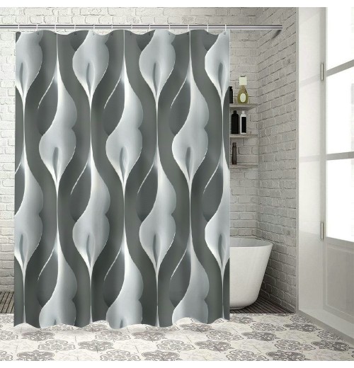 Shangniulu Dark Grey Fabric Shower Curtain, Waterproof Design and Polyester, Quick-Drying, Heavy Duty Shower Curtains Set for Bathroom, Durable and Washable with Hooks