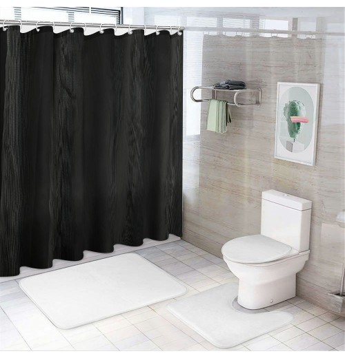 Shangniulu Black Shower Curtain, Shower Curtains for Bathroom, Waterproof Shower Curtains Comes with Hooks