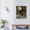 QKZF Vintage Moon Flowers Canvas Wall Art, Retro Mystical Moon Poster, Rustic Orange Yellow Wildflower Print, Botanical Floral Wall Decor