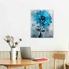 QKZF Abstract Flowers Wall Art Teal Flower Canvas Pictures Rustic Blossom Canvas Painting for Bedroom Bathroom Wall Decor Modern Teal Grey Canvas Prints Contemporary Botanical Wall Art