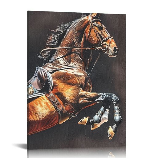 QKZF Horse Canvas Wall Art Black Wall Decor Picture Framed Canvas Wall Painting For Living Room Bedroom Office Ready To Hang