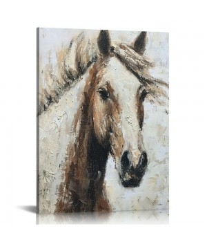 QKZF Horse Canvas Wall Art Rustic Farmhouse Wall Decor for Bedroom Bathroom Brown Paintings Artwork