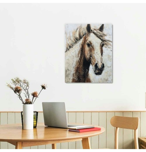 QKZF Horse Canvas Wall Art Rustic Farmhouse Wall Decor for Bedroom Bathroom Brown Paintings Artwork