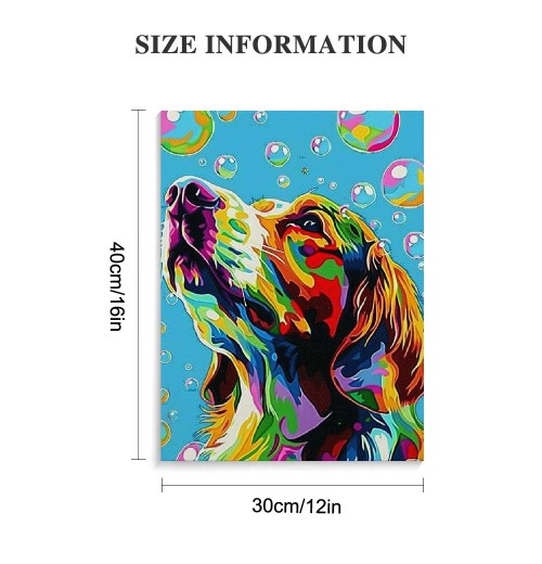 QKZF Canvas Print Wall Art Decor,Colorful Dog Bubbles Wall Art Print, Print Wall Decor, Suitable For Office Study Wall Decoration