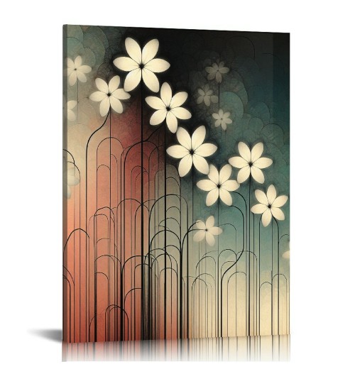 QKZF Wall Art Hanging Pictures Canvas Wall Art Modern Grace Abstract Flowers Artwork for Living Room Bedroom Home Decorations Wall Decor