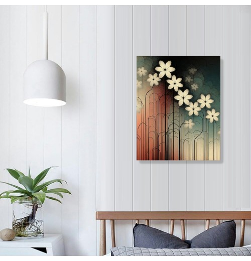 QKZF Wall Art Hanging Pictures Canvas Wall Art Modern Grace Abstract Flowers Artwork for Living Room Bedroom Home Decorations Wall Decor