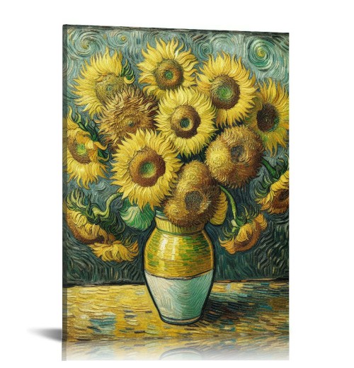 QKZF Sunflower Wall Art Canvas Print Living Room Abstract Wall Decor Hanging Pictures Bathroom Bedroom Home Office Decor