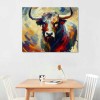 QKZF Cow Canvas Wall Art Colorful Animal Modern Artwork Living Bedroom Bathroom Home Office Decor Framed