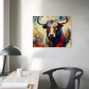 QKZF Cow Canvas Wall Art Colorful Animal Modern Artwork Living Bedroom Bathroom Home Office Decor Framed