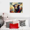 QKZF Cow Canvas Wall Art Colorful Animal Modern Artwork Living Bedroom Bathroom Home Office Decor Framed