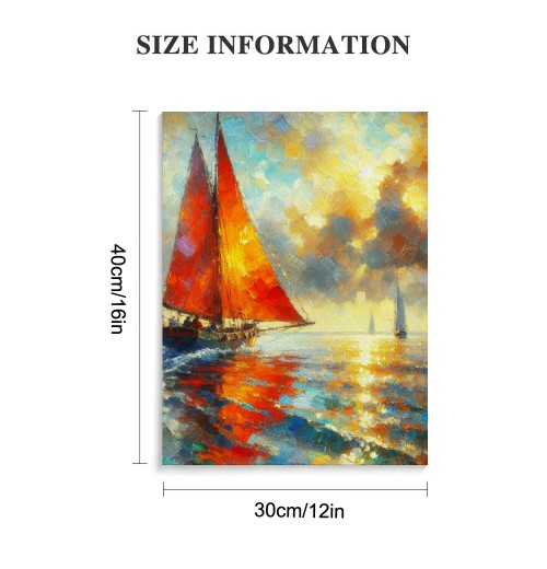 QKZF Abstract Canvas Wall Art Sailboat Oil Paintings for Home Decoration Contemporary Vertical Texture Wall Art Ship Artwork Ready to Hang