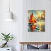 QKZF Abstract Canvas Wall Art Sailboat Oil Paintings for Home Decoration Contemporary Vertical Texture Wall Art Ship Artwork Ready to Hang