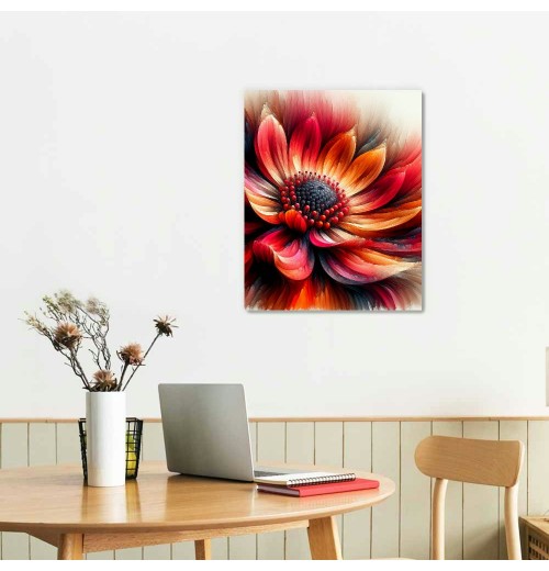 QKZF Large Red Flower Canvas Wall Art Modern Wall Decor for Living Room Home Bedroom Decoration Modern Framed Artwork Decor Ready to Hang