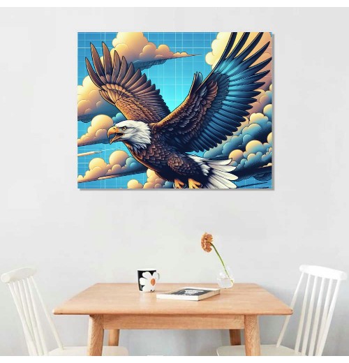 QKZF Flying Eagle Canvas Wall Art Modern Wall Decor Gallery Canvas Wraps Framed for Living Room Home Bedroom Decoration Modern Framed Artwork Decor Ready to Hang