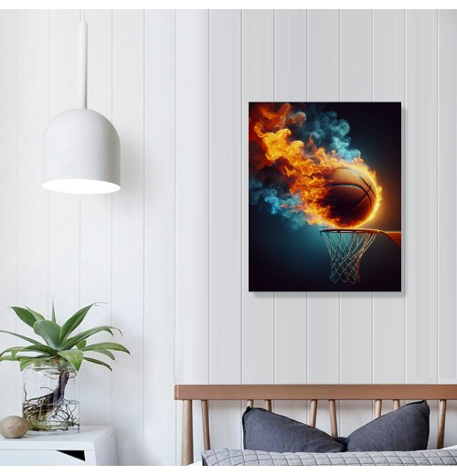 QKZF Canvas Wall Art,Basketball In The Hoop Print Canvas Painting for Bedroom Living Room Kitchen Bathroom Corridor Dining Room Hotel Decor