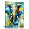 QKZF Elephant Picture Wall Art Colorful Animal Canvas Wall Art Modern Wildlife Artwork for Bathroom Bedroom Office Living Room Paintings Decorations Ready to Hang