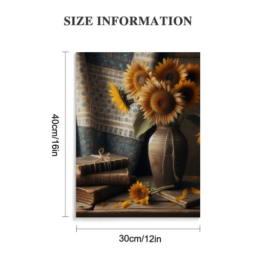 QKZF Sunflowers Wall Art Canvas Decor Print Wood Cross Symbol Inspiring Home Decor for Living Room Home Bedroom Decoration Gift for Friends