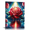 QKZF Red Rose Wall Art Paintings Flower Wall Decor Blue Butterfly and Red Roses Oil Painting Modern Flowers Canvas Painting Artwork for Living Room Bathroom Bedroom Home Decorations&nbsp;