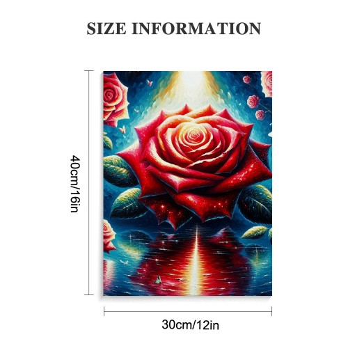 QKZF Red Rose Wall Art Paintings Flower Wall Decor Blue Butterfly and Red Roses Oil Painting Modern Flowers Canvas Painting Artwork for Living Room Bathroom Bedroom Home Decorations&nbsp;