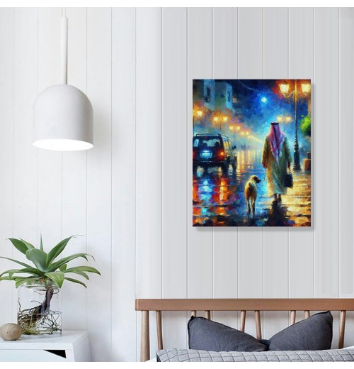 QKZF Canvas Wall Art,Colored Street Lights Print Canvas Painting for Bedroom Living Room Kitchen Bathroom Corridor Dining Room Hotel Decor