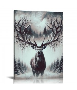 QKZF Canvas Wall Art,Exotic Deer Print Canvas Painting for Bedroom Living Room Kitchen Bathroom Corridor Dining Room Hotel Decor