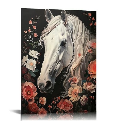 QKZF Canvas Wall Art,Horse Behind Print Canvas Painting for Bedroom Living Room Kitchen Bathroom Corridor Dining Room Hotel Decor