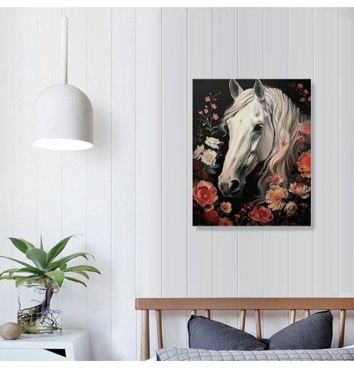 QKZF Canvas Wall Art,Horse Behind Print Canvas Painting for Bedroom Living Room Kitchen Bathroom Corridor Dining Room Hotel Decor