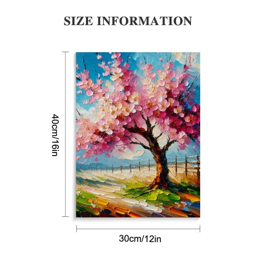 QKZF Canvas Wall Art Pink Peach Tree Canvas Print Hanging Pictures for Bathroom Bedroom Living Room Office Decor