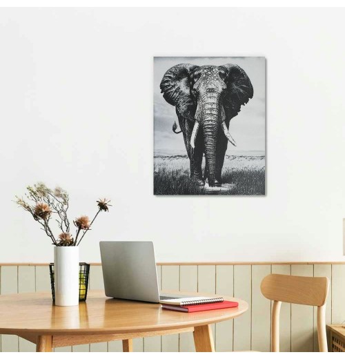 QKZF Black And White Wall Art Canvas Painting Framed Elephant Wall Decor Ready To Hang For Living Room Bedroom Bathroom Home OfficeWall Paintings