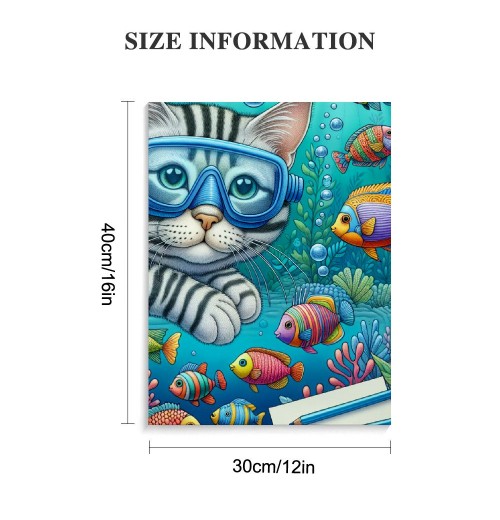 QKZF Cat's Framed Canvas Wall Art Diving Scene Ready to Hang Ideal for Living Room Home Bedroom Decoration