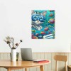 QKZF Cat's Framed Canvas Wall Art Diving Scene Ready to Hang Ideal for Living Room Home Bedroom Decoration