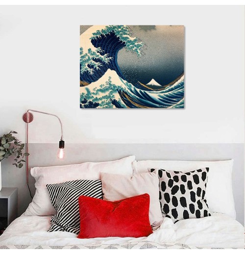 QKZF Great Wave of Kanagawa Katsushika Hokusai Giclee Canvas Prints Wall Art Abstract Seascape Pictures Paintings for Living Room Home Decorations Large Modern Stretched and Framed Sea Artwork