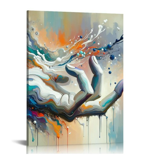 QKZF Textured 3D Wall Art Colorful Oil Paintings Abstract Canvas Wall Art for Home Decorations