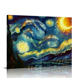 QKZF Starry Night Canvas Print of Van Gogh Oil Paintings Reproduction Modern Canvas Print Artwork Abstract Landscape Pictures Printed on Canvas Wall Art for Home Office Decorations