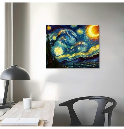 QKZF Starry Night Canvas Print of Van Gogh Oil Paintings Reproduction Modern Canvas Print Artwork Abstract Landscape Pictures Printed on Canvas Wall Art for Home Office Decorations