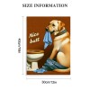 QKZF Dog and Toilet Paper Bathroom Wall Art Your Napkin Modern Poster Artwork Restroom Decoration Framed Oil Painting