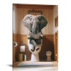 QKZF Elephant Canvas Wall Art Seated on the Home Decor for Bathroom or Framed Artwork Ready to Hang