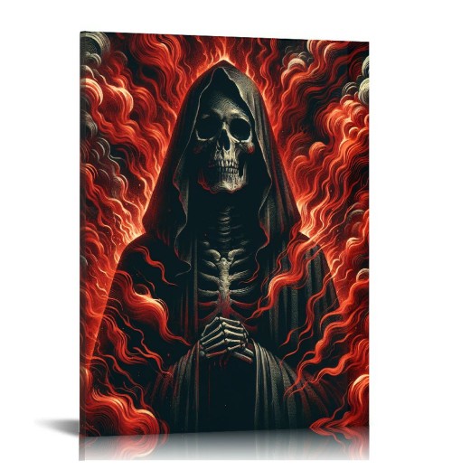 QKZF Canvas Wall Art, Skull Print Canvas Painting for Bedroom Living Room Kitchen Bathroom Corridor Dining Room Hotel Decor